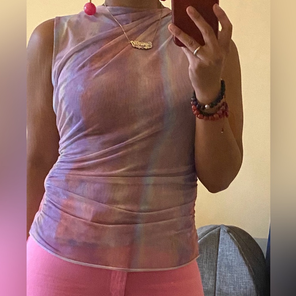 Zara Pink Multi Tie-Dye Sleeveless Layered Tank